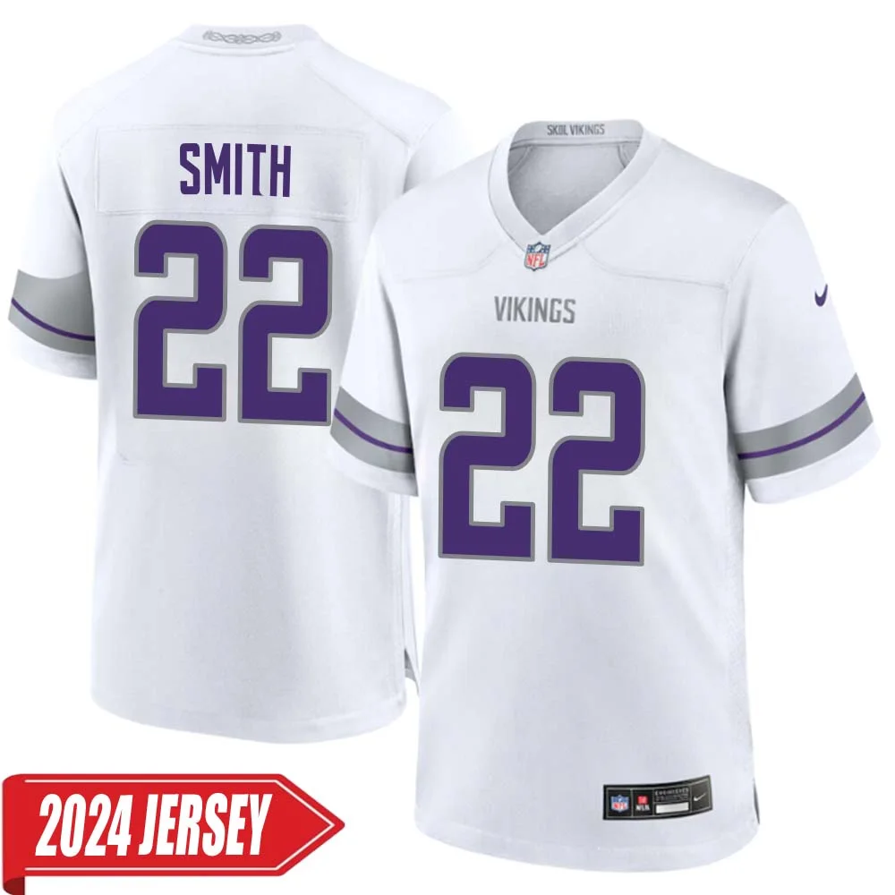 Harrison Smith No 22 Men s Minnesota Vikings White Alternate Custom Game 2024 Jersey