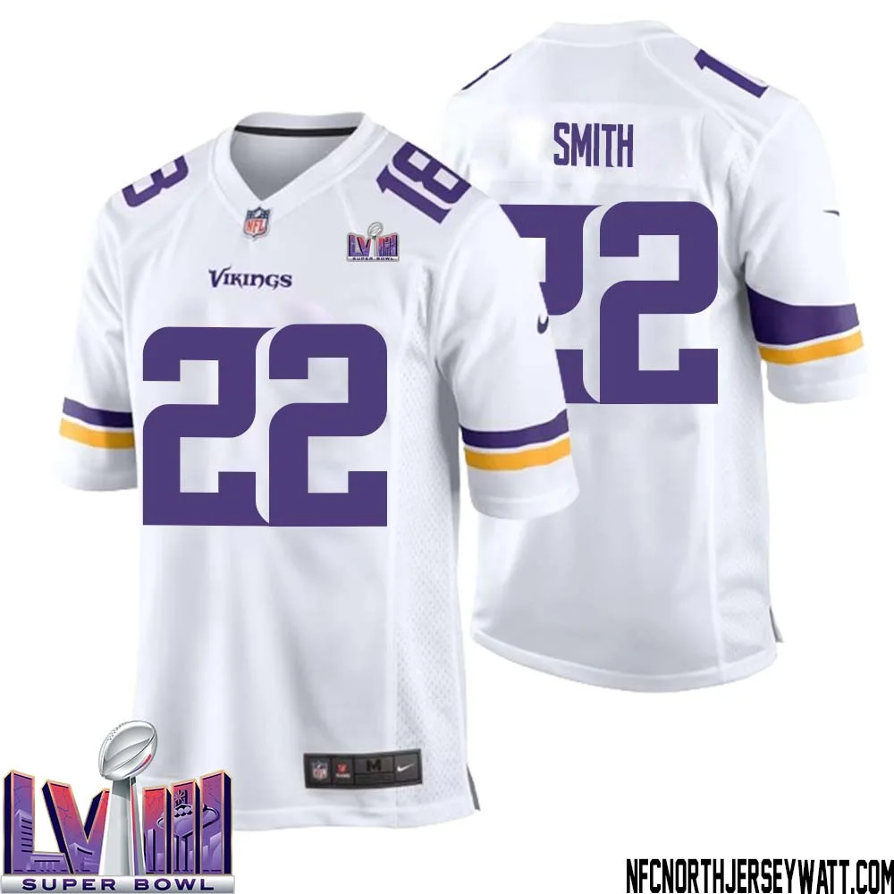 Harrison Smith No 22 Minnesota Vikings Super Bowl LVIII Away Game Jersey White for Men