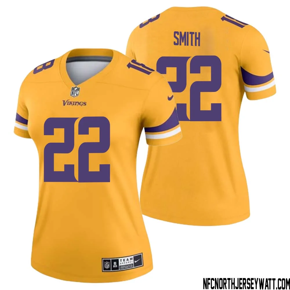 Harrison Smith No 22 Women Minnesota Vikings Gold Inverted Legend Jersey 1