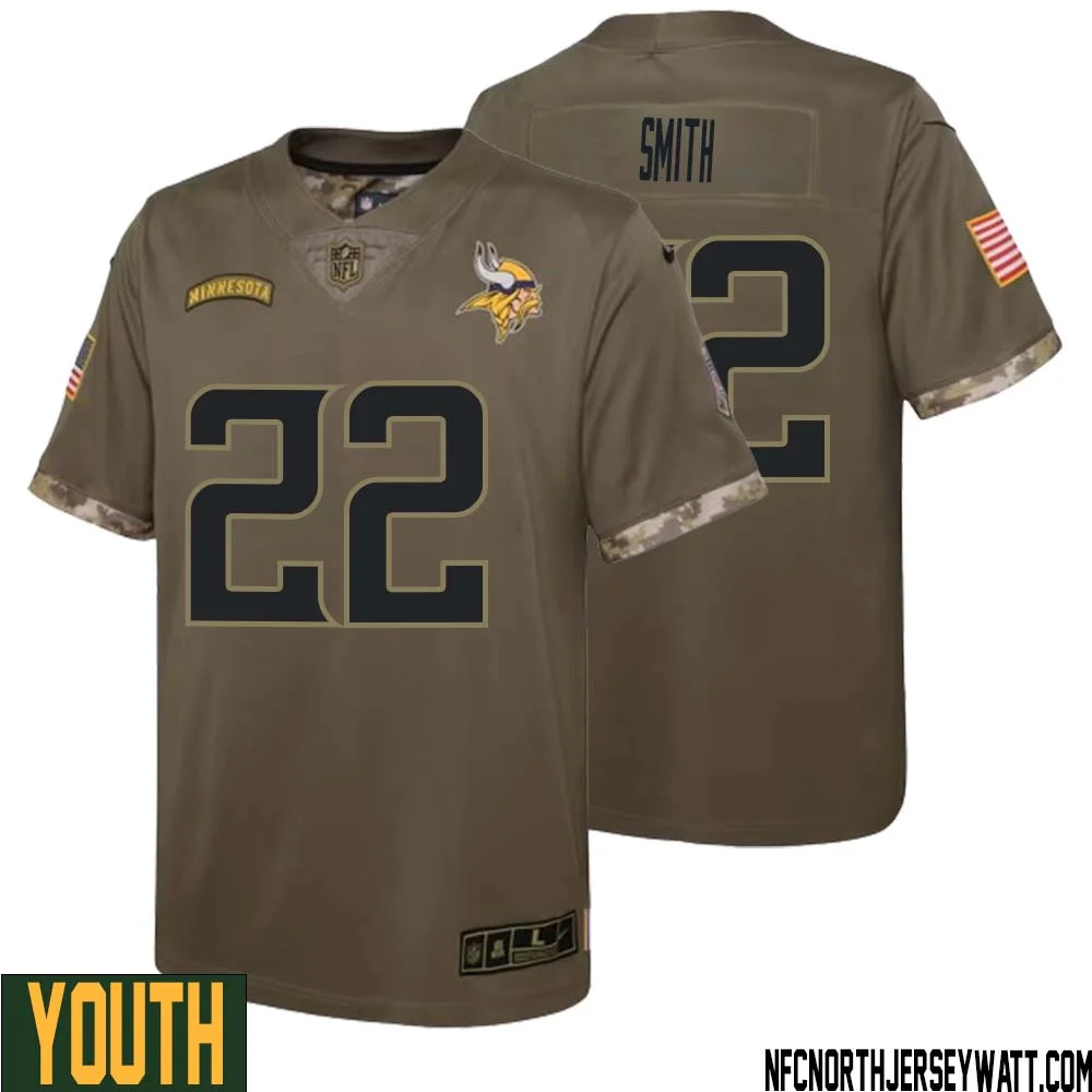 Harrison Smith No 22 Youth Olive Minnesota Vikings 2022 Salute To Service Retired Player Limited Jersey