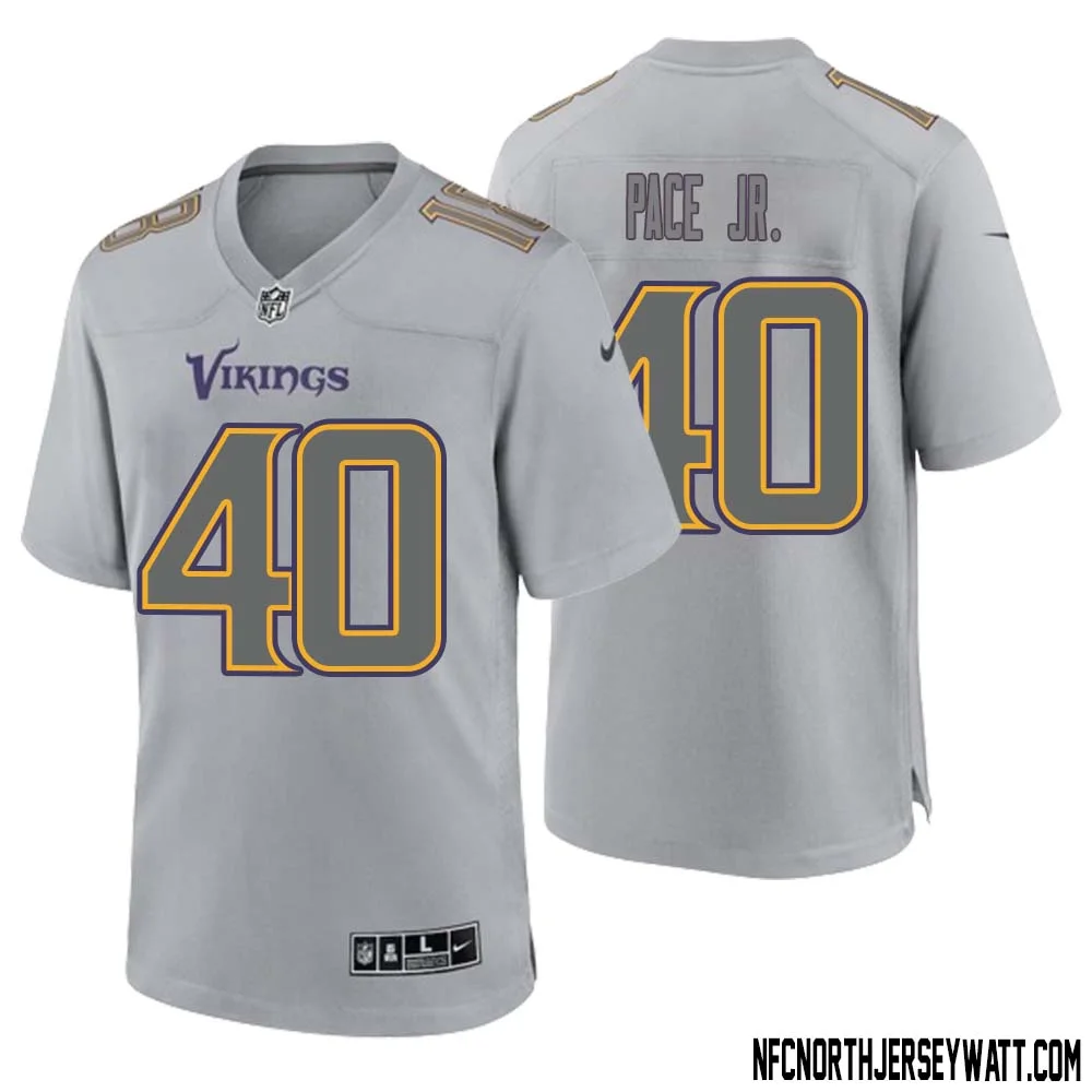 Ivan Pace Jr. No 40 Men Gray Minnesota Vikings Atmosphere Fashion Game Jersey 1