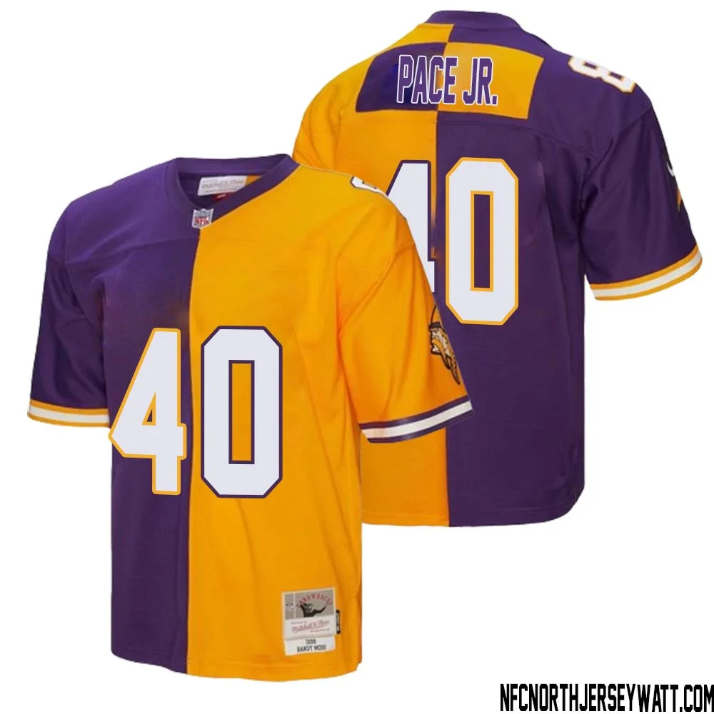 Ivan Pace Jr. No 40 Men Mitchell Ness Purple Gold Minnesota Vikings 1998 Split Legacy Replica Jersey 1