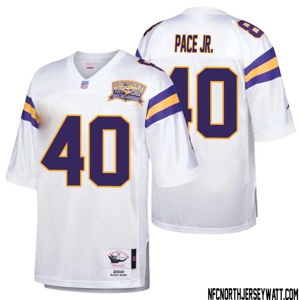 Ivan Pace Jr. No 40 Men Mitchell Ness White Minnesota Vikings Authentic Throwback Retired Player Jersey 1