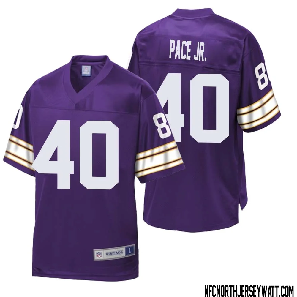Ivan Pace Jr. No 40 Men NFL Pro Line Purple Minnesota Vikings Retired Player Replica Jersey 1