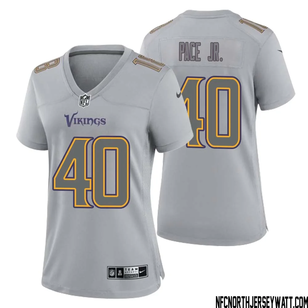 Ivan Pace Jr. No 40 Women Gray Minnesota Vikings Atmosphere Fashion Game Jersey 1