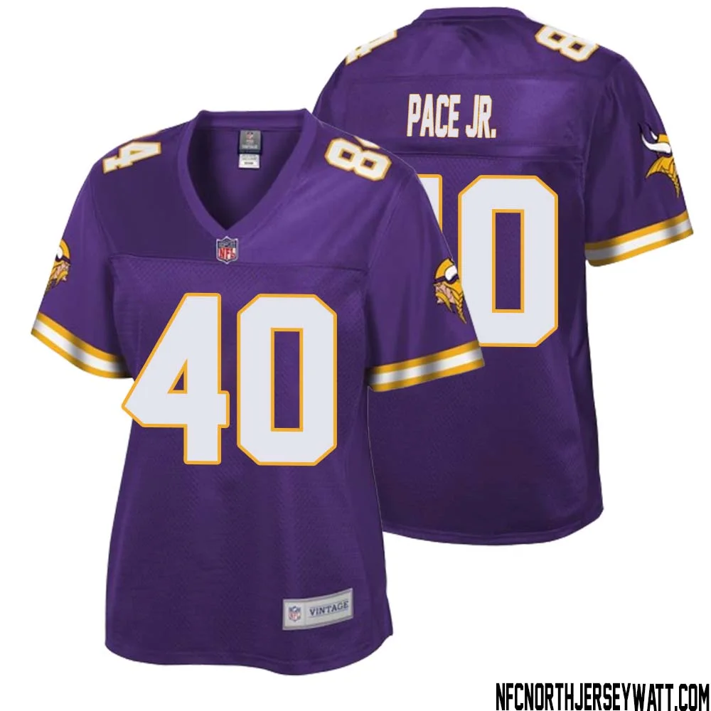 Ivan Pace Jr. No 40 Women NFL Pro Line Purple Minnesota Vikings Retired Player Replica Jersey