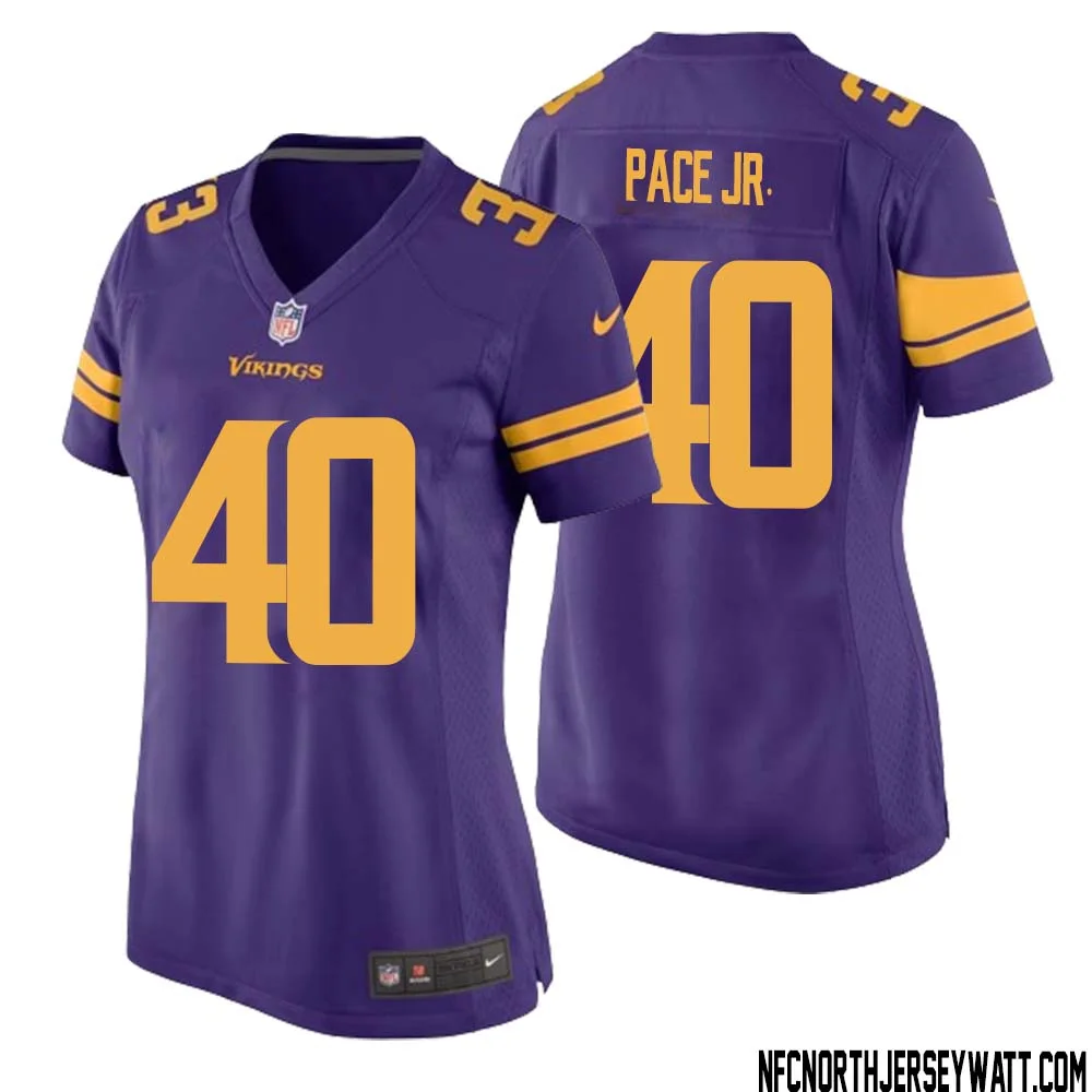 Ivan Pace Jr. No 40 Women Purple Minnesota Vikings Alternate Game Jersey 1