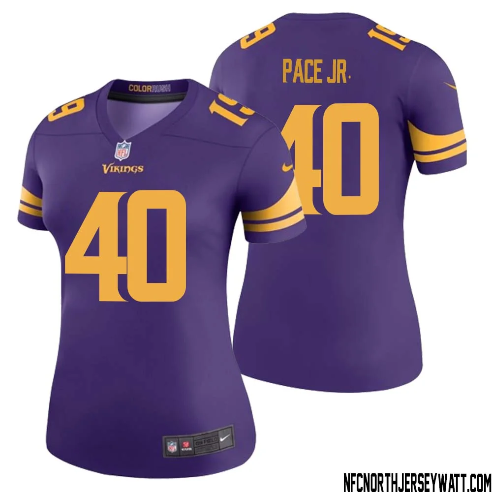 Ivan Pace Jr. No 40 Women Purple Minnesota Vikings Color Rush Vapor Untouchable Limited Jersey