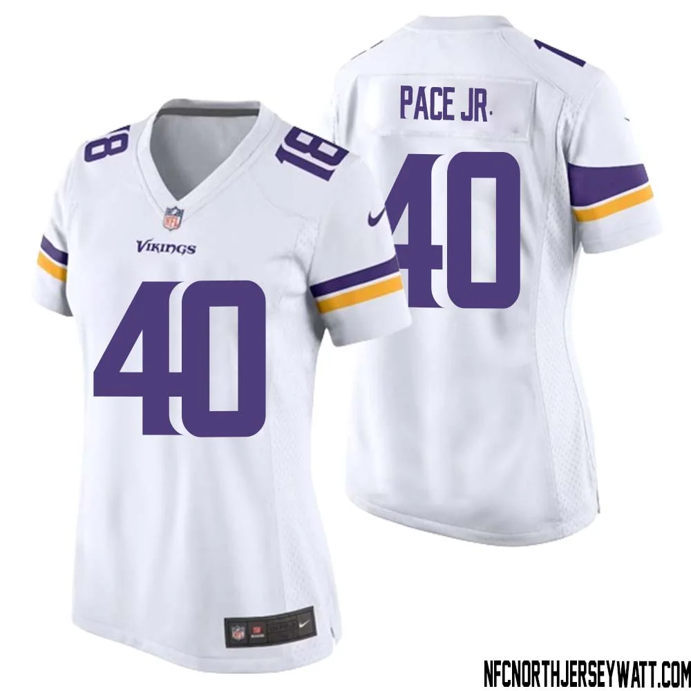 Ivan Pace Jr. No 40 Women White Minnesota Vikings Game Player Away Jersey 1