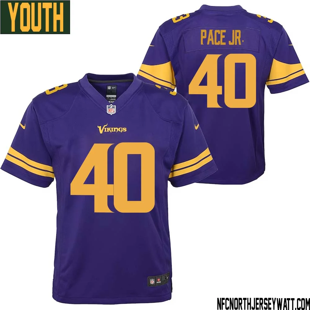Ivan Pace Jr. No 40 Youth Purple Minnesota Vikings Color Rush Vapor Untouchable Limited Jersey
