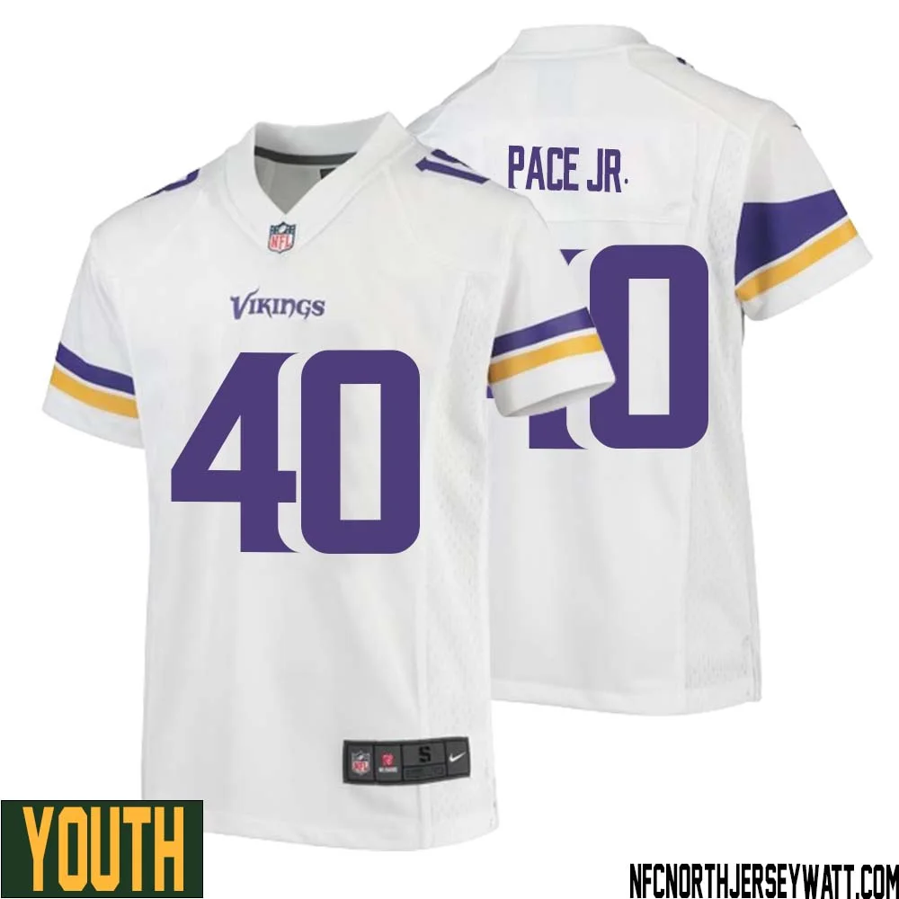 Ivan Pace Jr. No 40 Youth White Minnesota Vikings Game Player Away Jersey