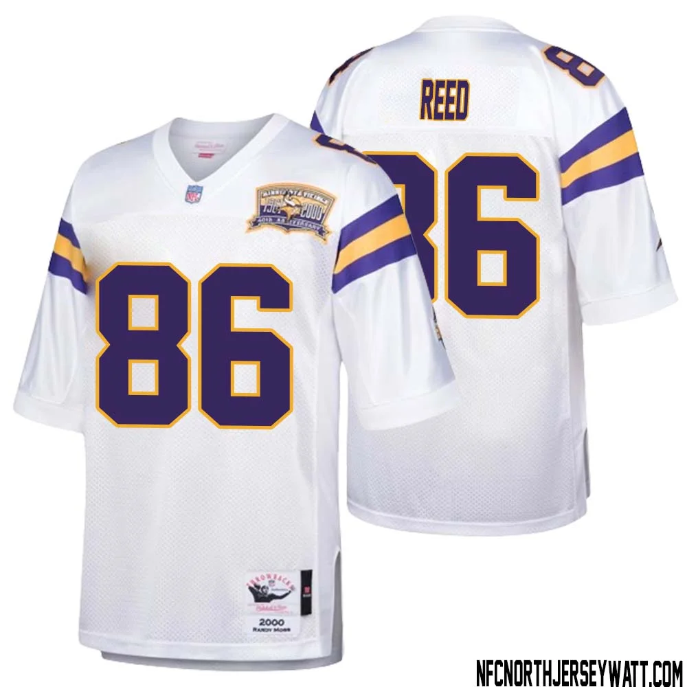 Jake Reed No 86 Men Mitchell Ness White Minnesota Vikings Authentic Throwback Retired Player Jersey