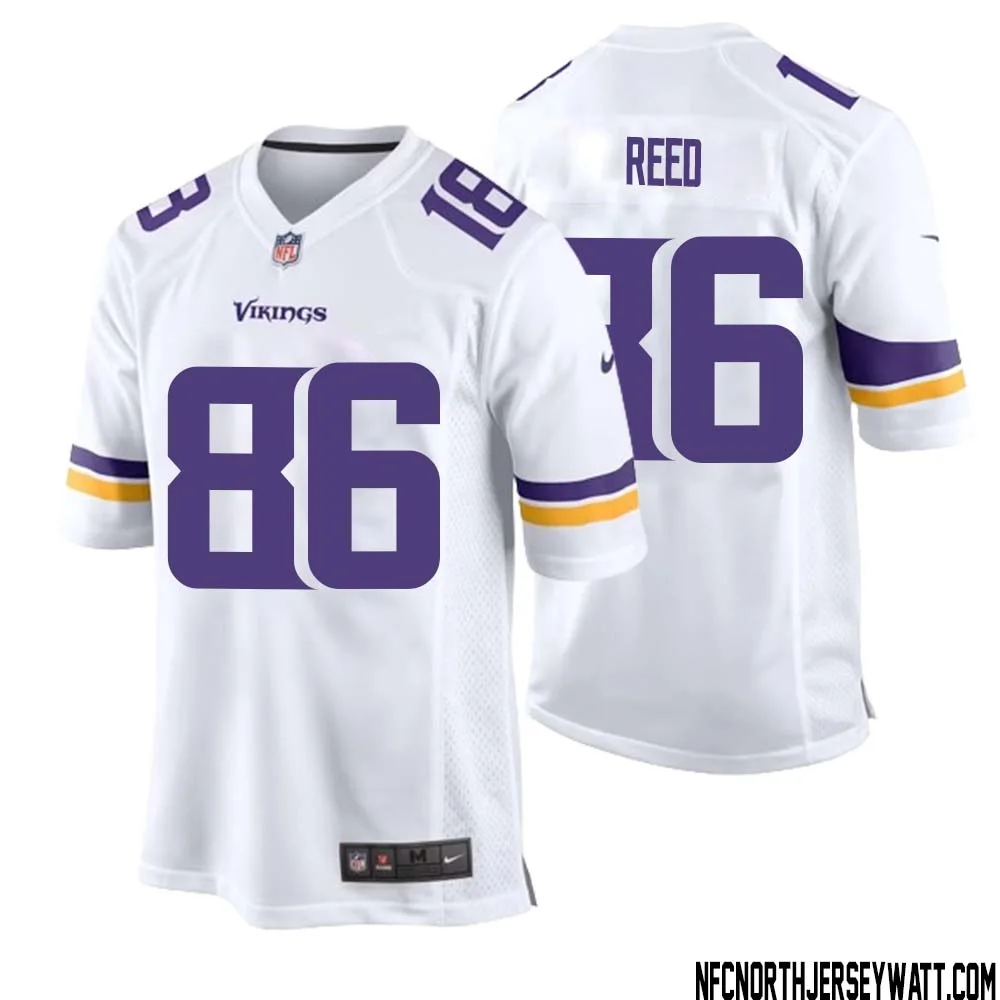 Jake Reed No 86 Men White Minnesota Vikings Game Player Away Jersey 1