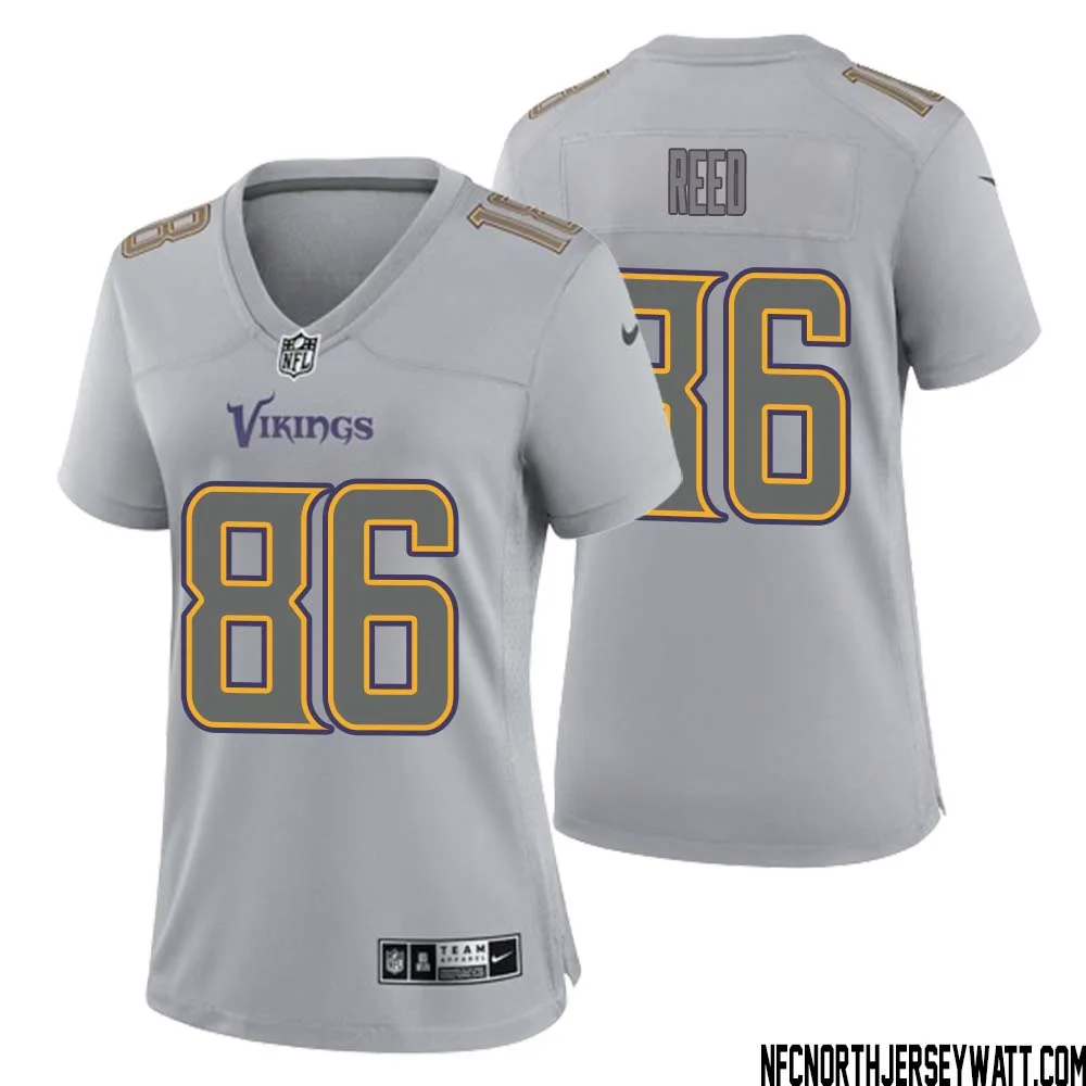 Jake Reed No 86 Women Gray Minnesota Vikings Atmosphere Fashion Game Jersey