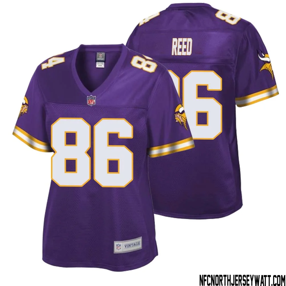 Jake Reed No 86 Women NFL Pro Line Purple Minnesota Vikings Retired Player Replica Jersey