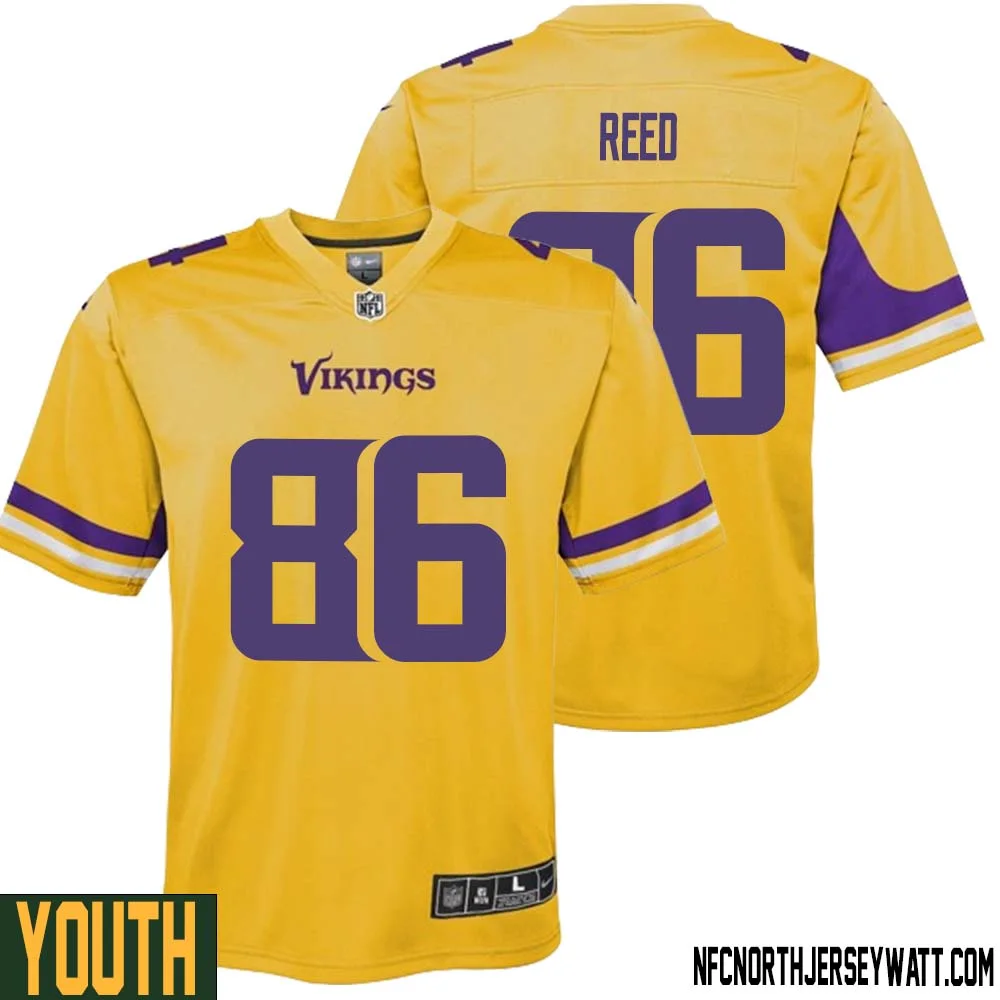 Jake Reed No 86 Youth Minnesota Vikings Gold Inverted Legend Jersey