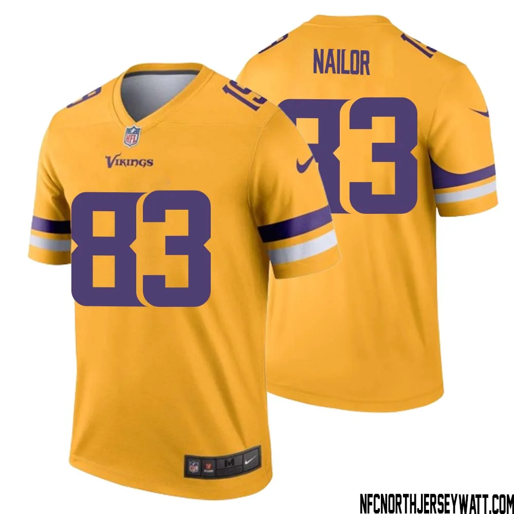 Jalen Nailor No 83 Men Minnesota Vikings Gold Inverted Legend Jersey