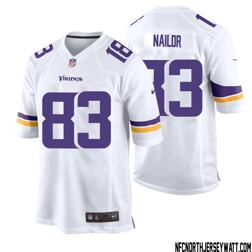 Jalen Nailor No 83 Men White Minnesota Vikings Game Player Away Jersey 1