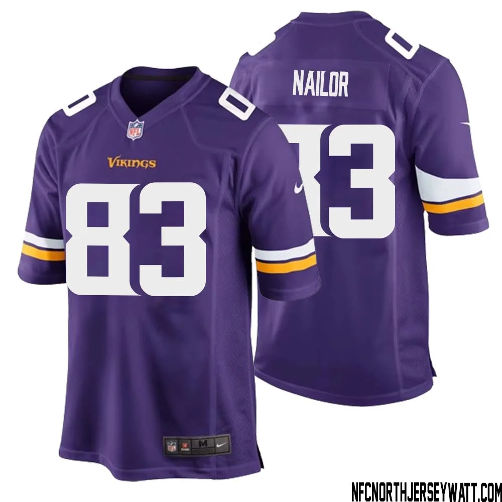 Jalen Nailor No 83 Minnesota Vikings Game Jersey Court Purple for Mens