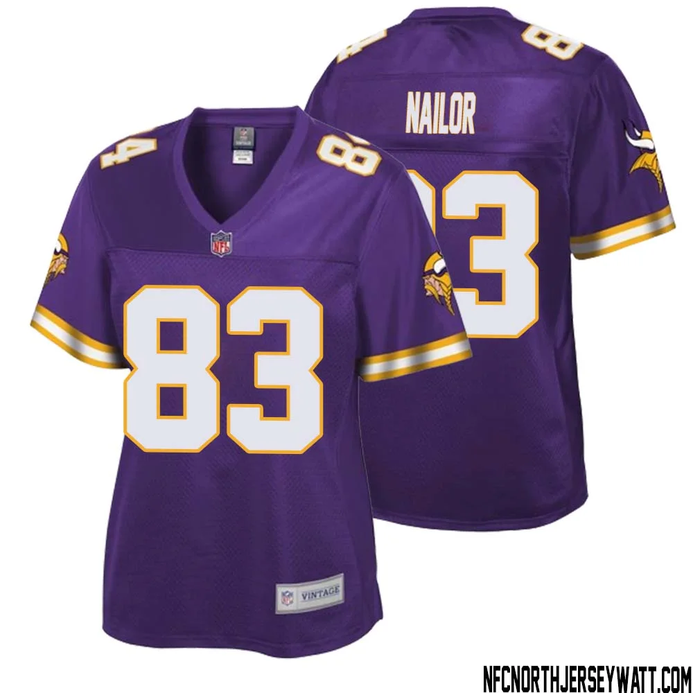 Jalen Nailor No 83 Women NFL Pro Line Purple Minnesota Vikings Retired Player Replica Jersey