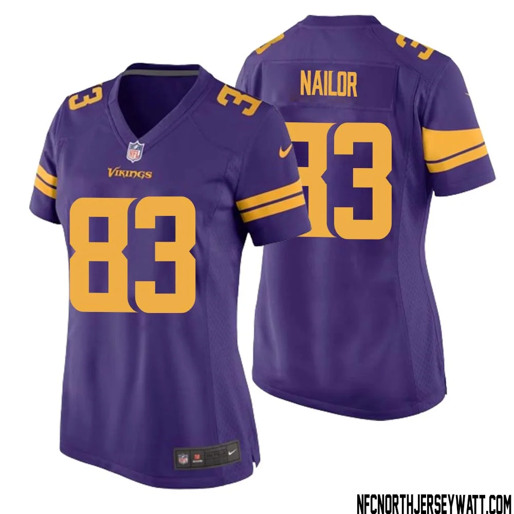 Jalen Nailor No 83 Women Purple Minnesota Vikings Alternate Game Jersey 1
