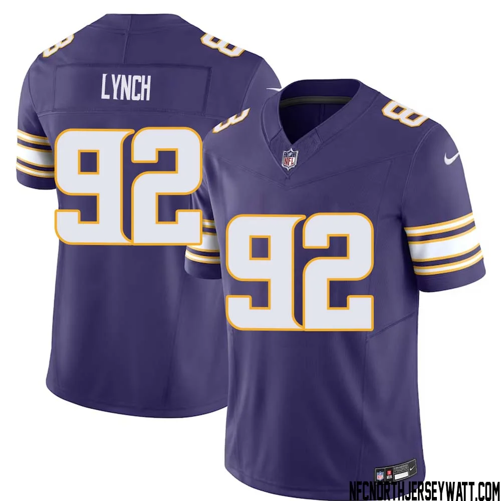 James Lynch No 92 Mens Purple Minnesota Vikings Vapor F.U.S.E. Limited Jersey 1