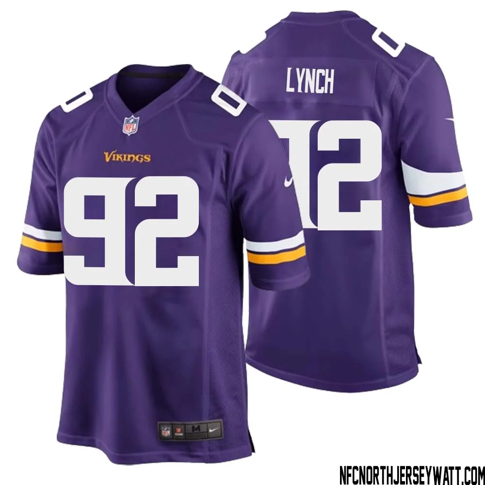 James Lynch No 92 Minnesota Vikings Game Jersey Court Purple for Mens 1