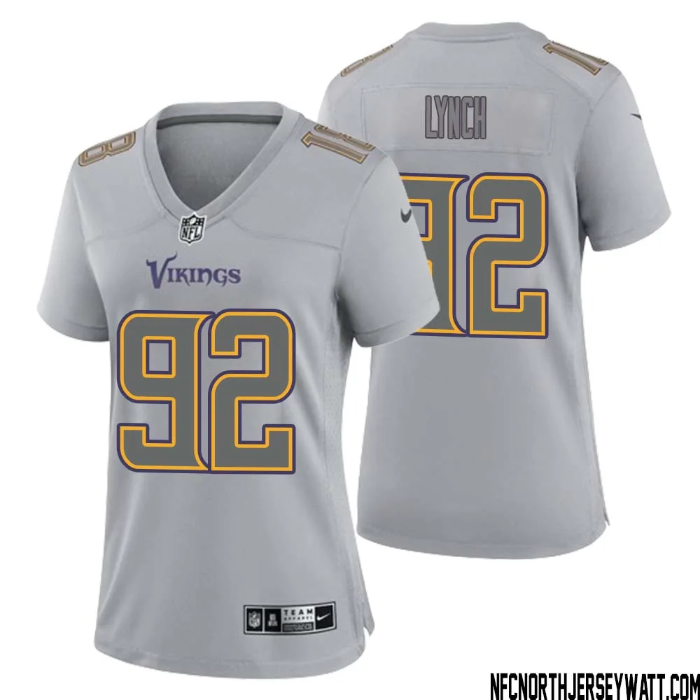 James Lynch No 92 Women Gray Minnesota Vikings Atmosphere Fashion Game Jersey 1