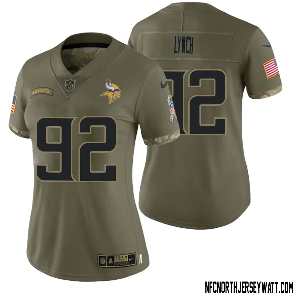 James Lynch No 92 Women Olive Minnesota Vikings 2022 Salute To Service Retired Player Limited Jersey