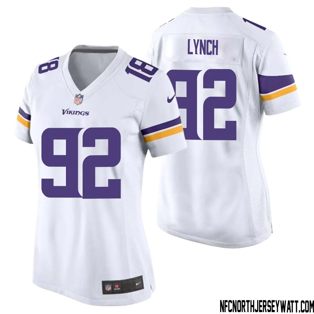 James Lynch No 92 Women White Minnesota Vikings Game Player Away Jersey 1