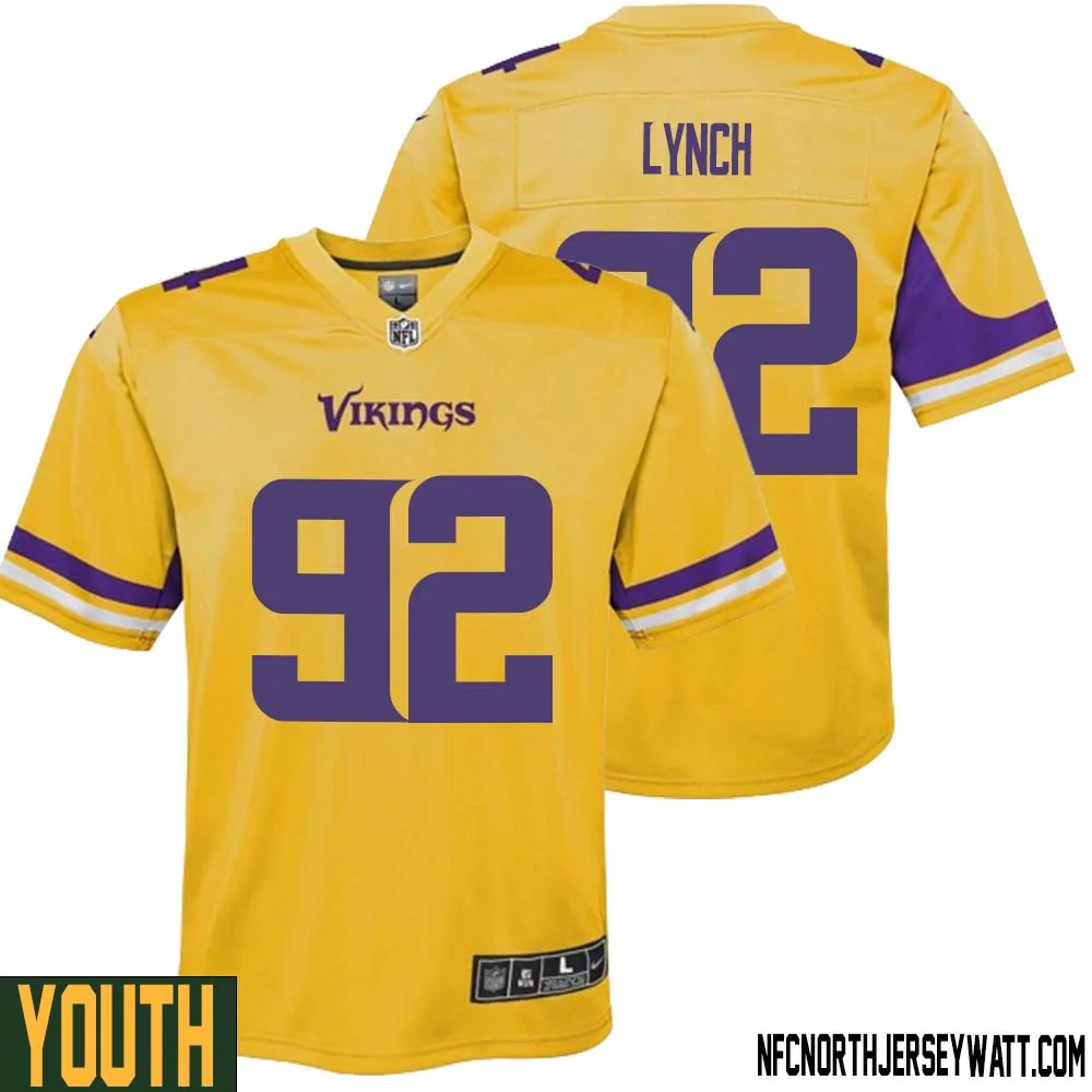 James Lynch No 92 Youth Minnesota Vikings Gold Inverted Legend Jersey 1