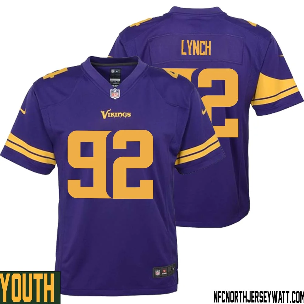 James Lynch No 92 Youth Purple Minnesota Vikings Alternate Game Jersey