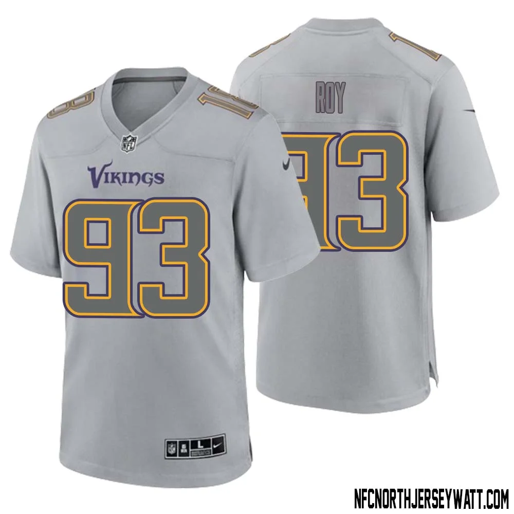 Jaquelin Roy No 93 Men Gray Minnesota Vikings Atmosphere Fashion Game Jersey