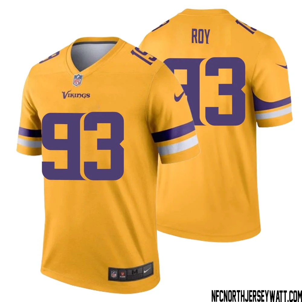 Jaquelin Roy No 93 Men Minnesota Vikings Gold Inverted Legend Jersey 1