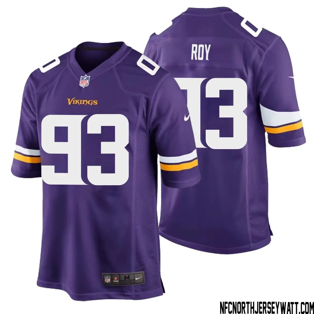 Jaquelin Roy No 93 Minnesota Vikings Game Jersey Court Purple for Mens 1
