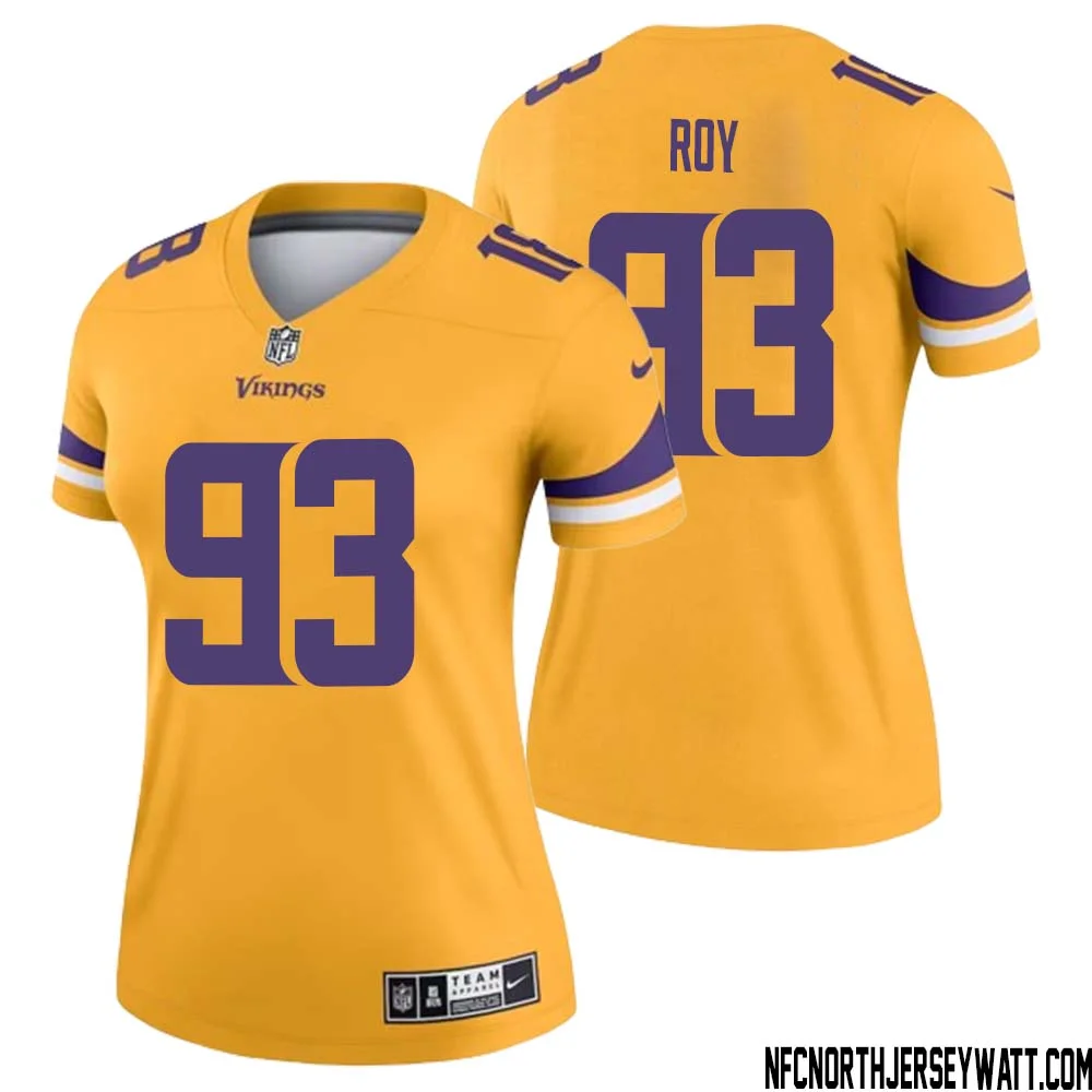 Jaquelin Roy No 93 Women Minnesota Vikings Gold Inverted Legend Jersey 1