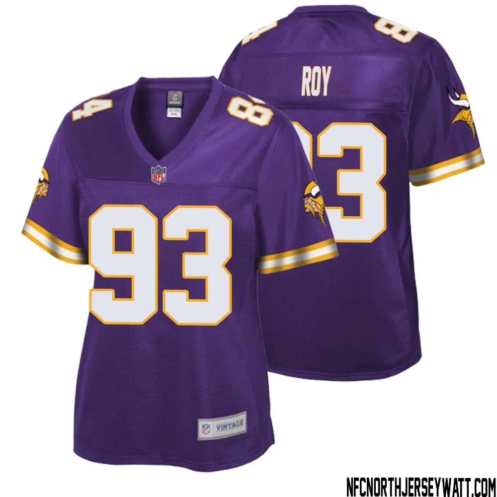 Jaquelin Roy No 93 Women NFL Pro Line Purple Minnesota Vikings Retired Player Replica Jersey 1