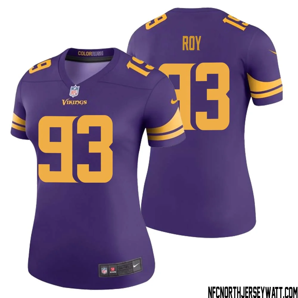 Jaquelin Roy No 93 Women Purple Minnesota Vikings Color Rush Vapor Untouchable Limited Jersey