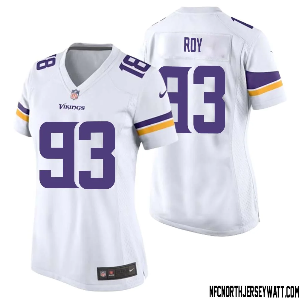 Jaquelin Roy No 93 Women White Minnesota Vikings Game Player Away Jersey 1
