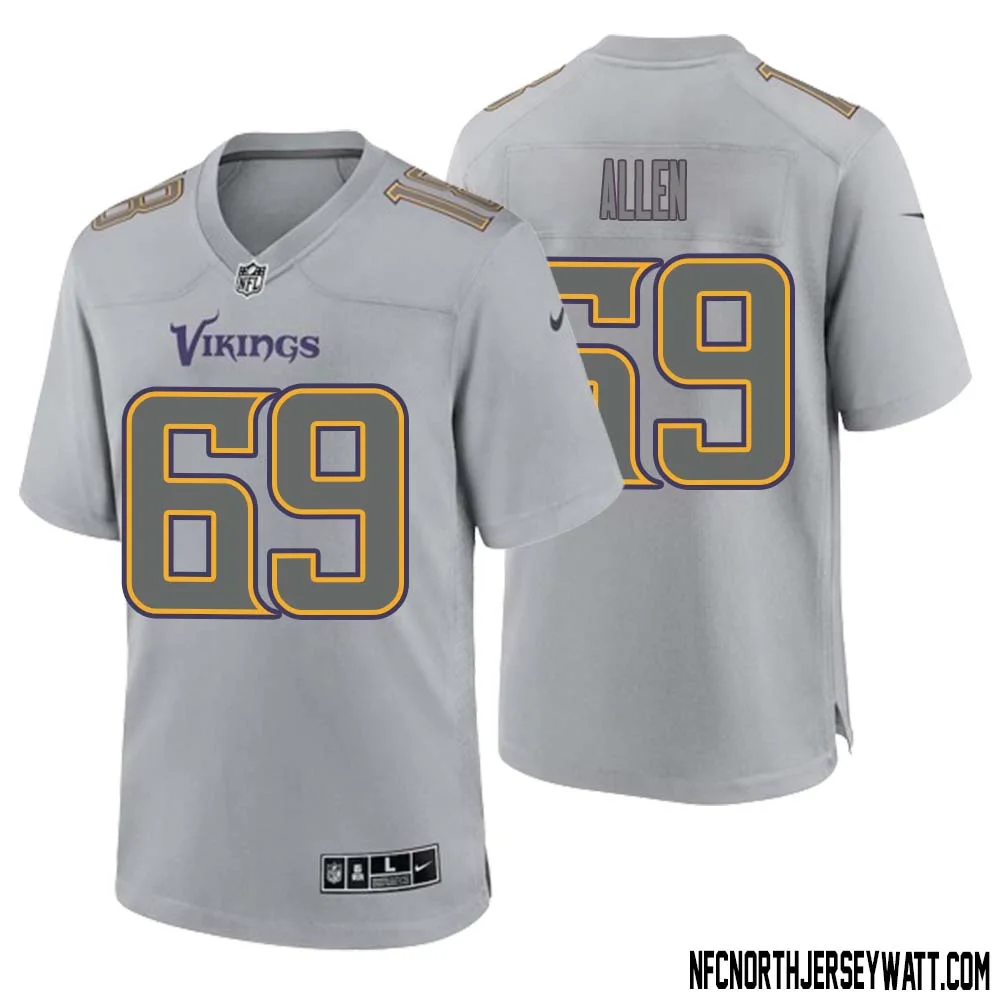 Jared Allen No 69 Men Gray Minnesota Vikings Atmosphere Fashion Game Jersey 1