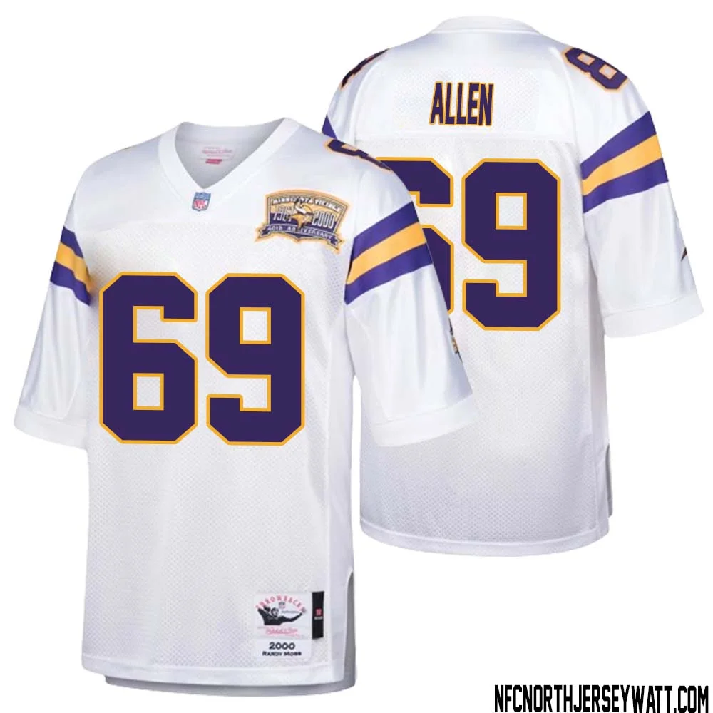 Jared Allen No 69 Men Mitchell Ness White Minnesota Vikings Authentic Throwback Retired Player Jersey