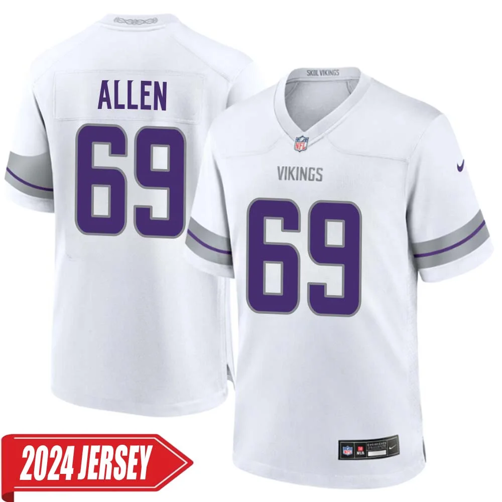 Jared Allen No 69 Men s Minnesota Vikings White Alternate Custom Game 2024 Jersey