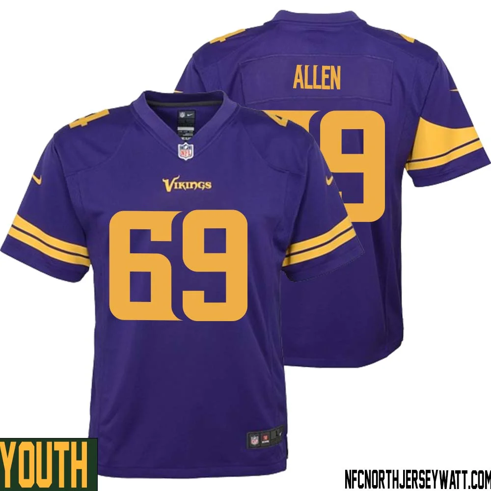 Jared Allen No 69 Youth Purple Minnesota Vikings Alternate Game Jersey 1