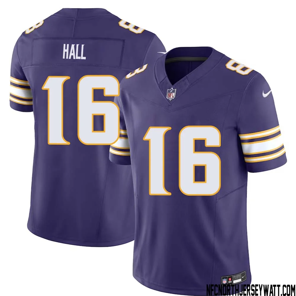 Jaren Hall No 16 Mens Purple Minnesota Vikings Vapor F.U.S.E. Limited Jersey 1