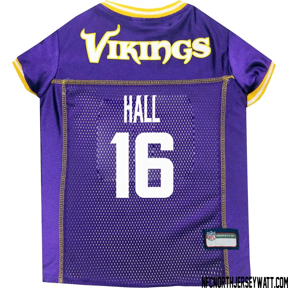 Jaren Hall No 16 Purple Minnesota Vikings Dog Jersey 1