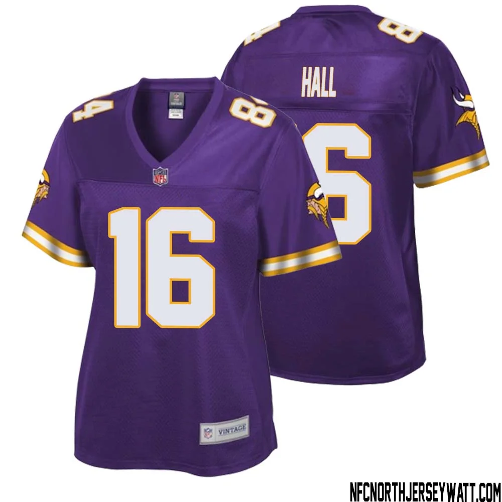 Jaren Hall No 16 Women NFL Pro Line Purple Minnesota Vikings Retired Player Replica Jersey