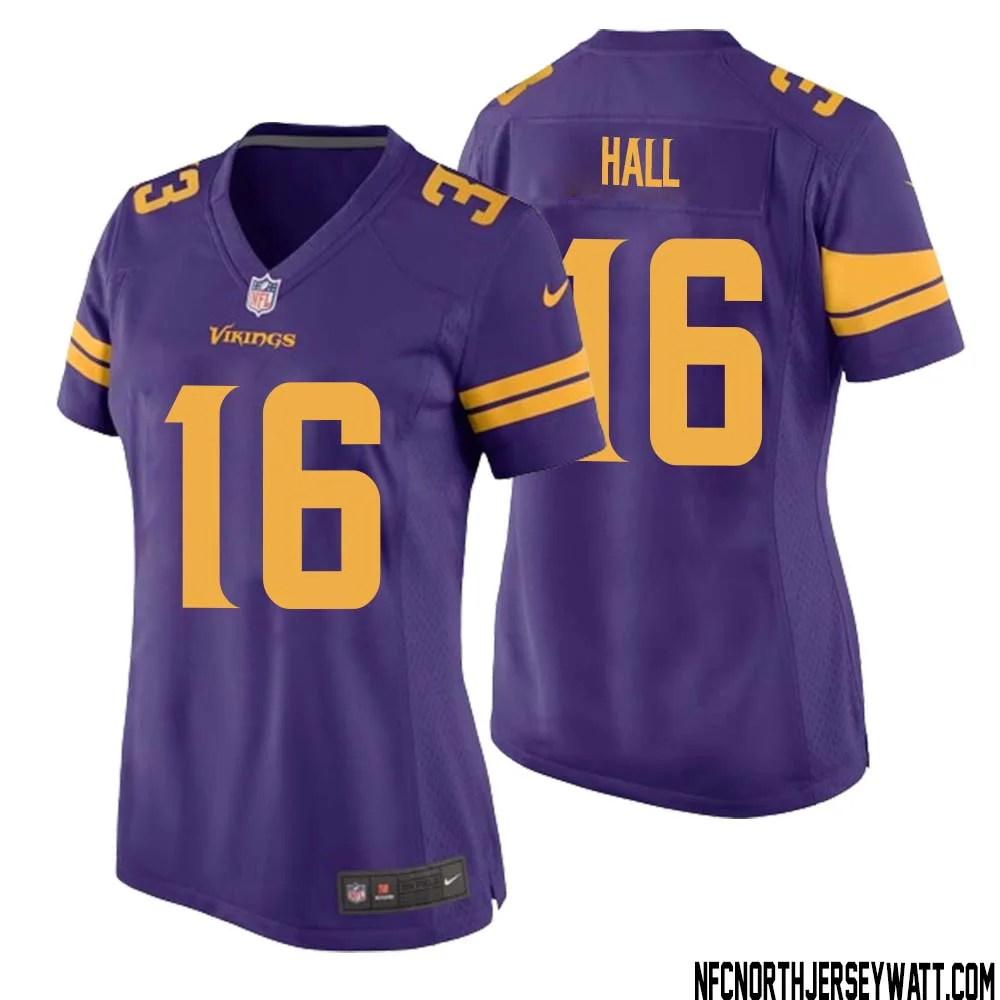 Jaren Hall No 16 Women Purple Minnesota Vikings Alternate Game Jersey 1