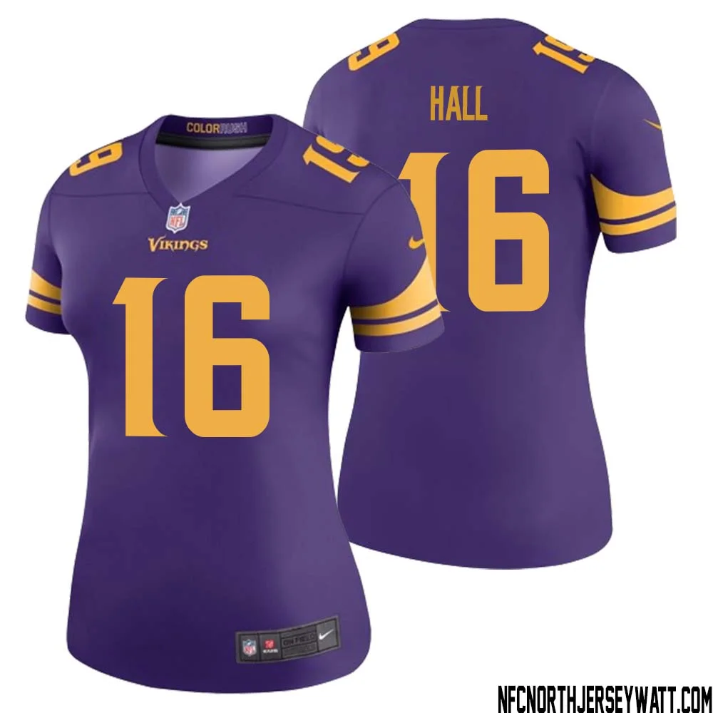 Jaren Hall No 16 Women Purple Minnesota Vikings Color Rush Vapor Untouchable Limited Jersey