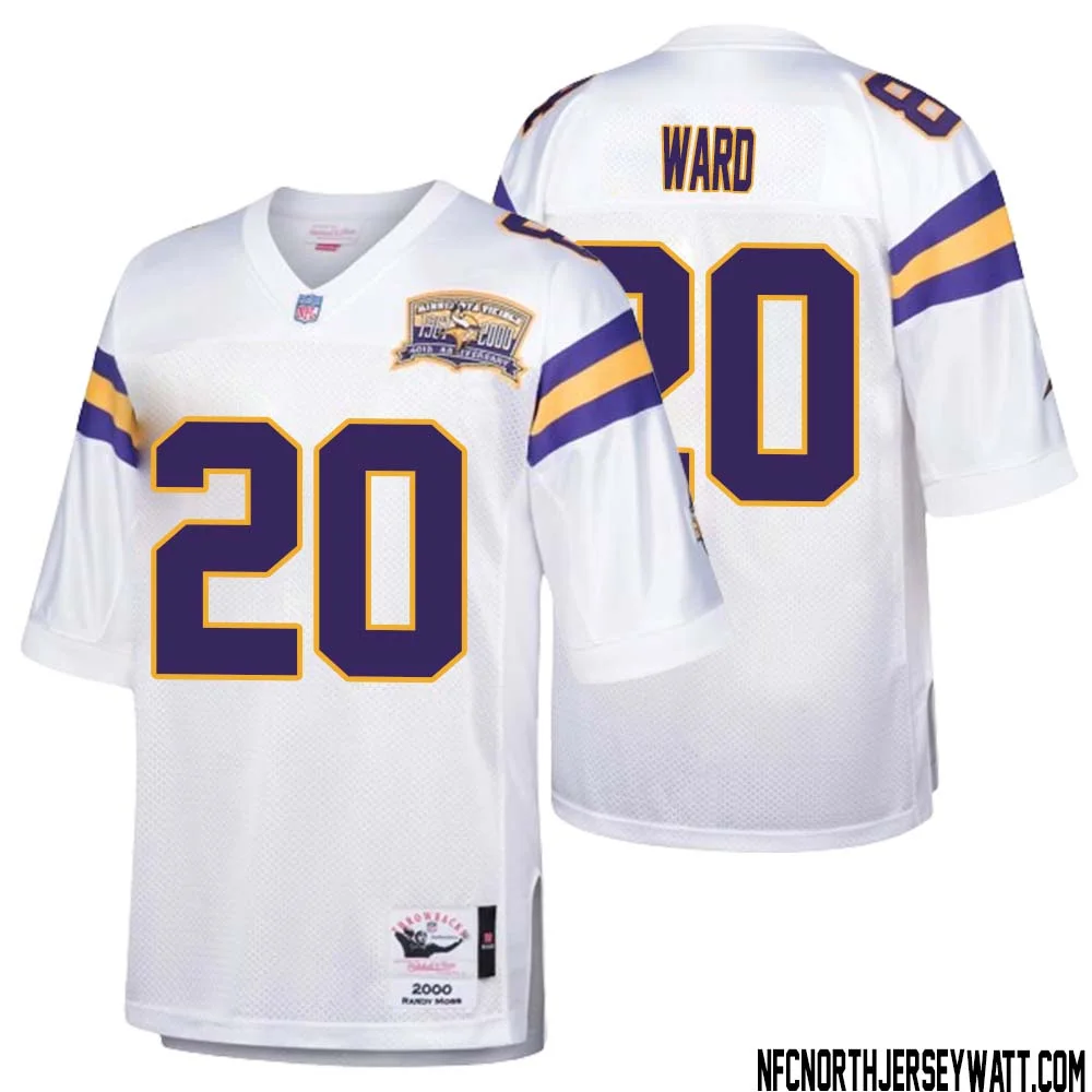 Jay Ward No 20 Men Mitchell Ness White Minnesota Vikings Authentic Throwback Retired Player Jersey