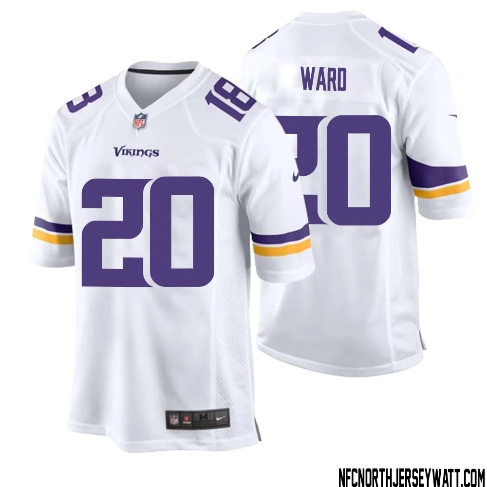 Jay Ward No 20 Men White Minnesota Vikings Game Player Away Jersey
